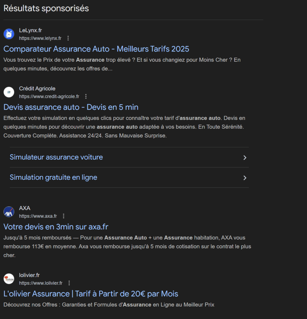 AD extension pour la recherche assurance voiture