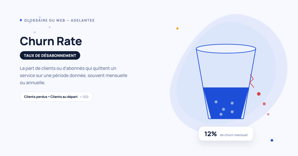 Illustration d'un seau qui fuit représentant la perte de clients, le taux de churn